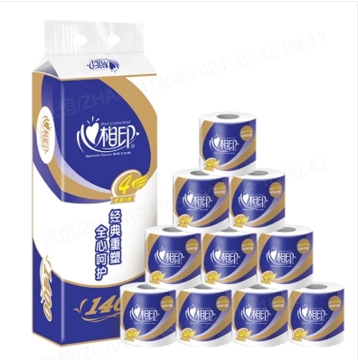 心相印卫生纸 心柔系列 4层140g卷纸*10粒
