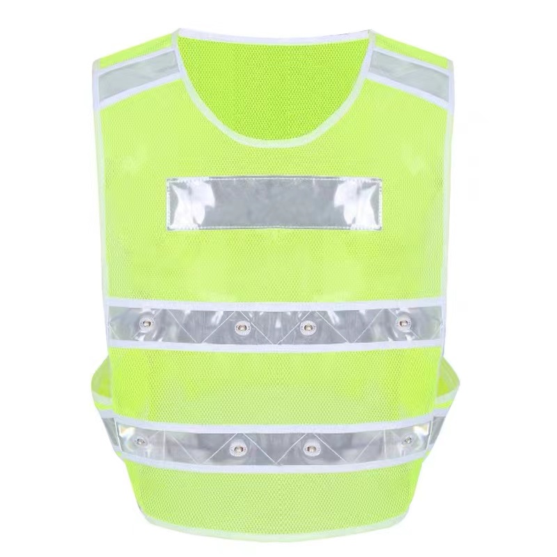 LED灯反光背心马甲爆闪施工安全服反光衣夜间骑行高速警示反光服荧光绿充电款（单位：件）-融创集采商城