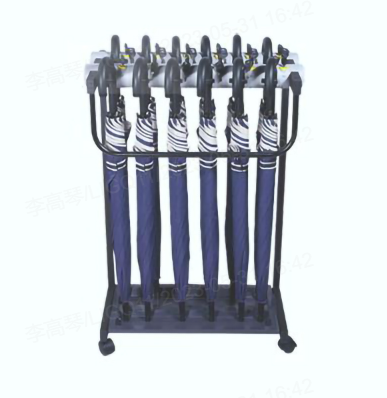 雨伞架+配伞;雨伞架带锁配伞12头 12孔伞架 伞黑色,55cm*30cm*95cm-融创集采商城
